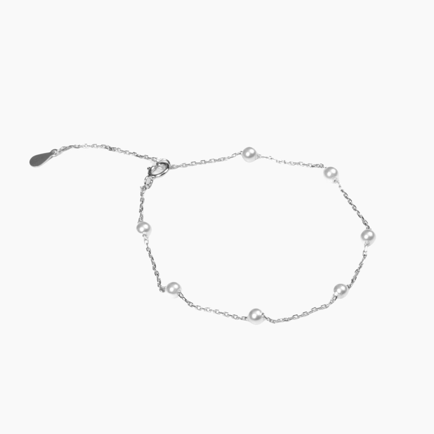 Pearl Bracelet Dainty Freshwater Pearl Stazione Bracelet (Silver) Masami Pearls Roma Designer Jewelry