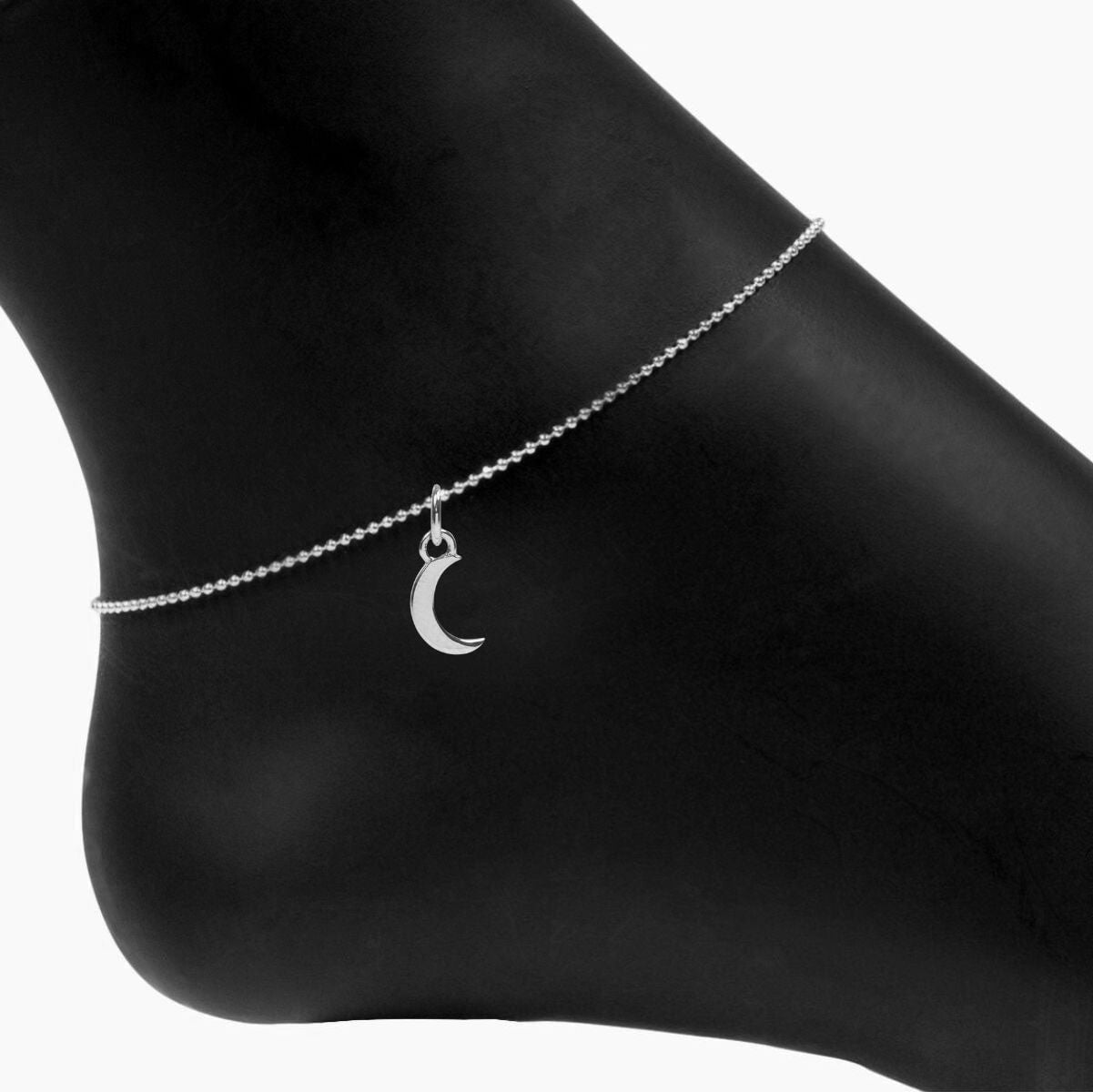 Layered Silver Crescent 2024 Moon Anklet