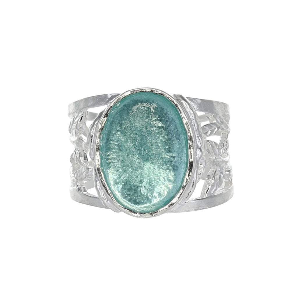 Glass deals Stone Ring Sterling Silver 925 Filigree Glass Stone Ring