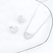 Crystal Collection Earrings Valentina Pave Heart Earrings (Silver)