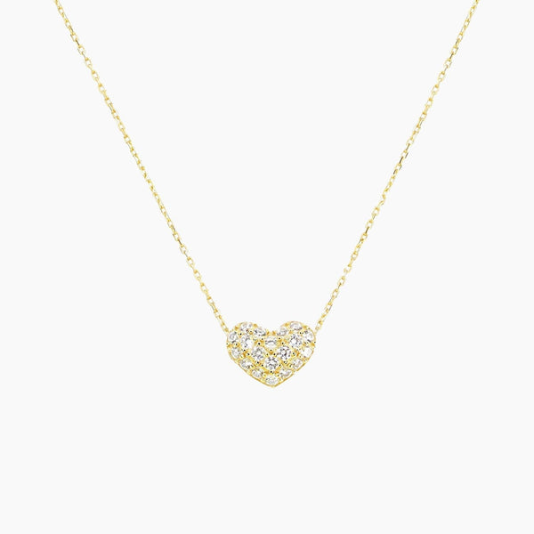 Crystal Collection Necklaces Valentina Pave Heart Necklace (Gold)