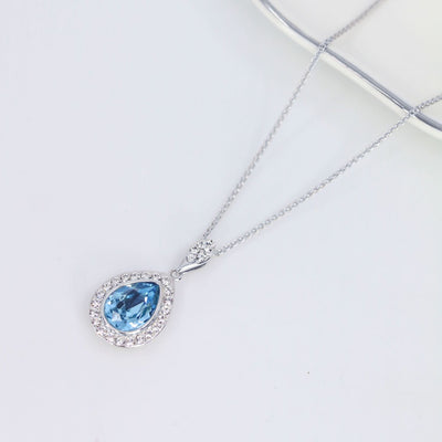 Crystal Collection Pendants Blue Teardrop Swarovski Crystal Pendant with Pave Crystal Detail