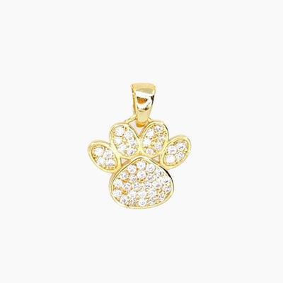 Crystal Collection Pendants CZ Small Dog Paw Pendant - Gold