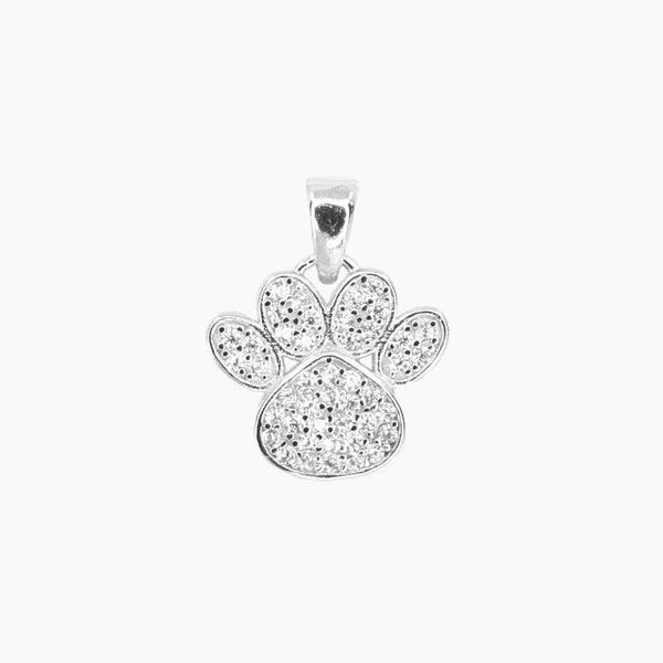 Crystal Collection Pendants CZ Small Dog Paw Pendant (Silver)