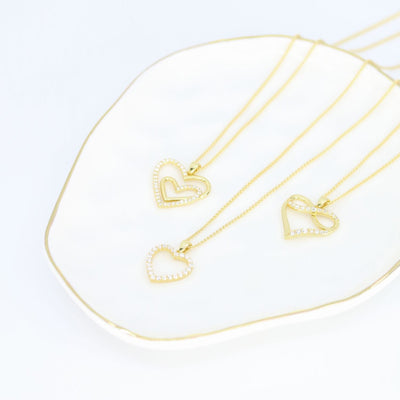 Crystal Collection Pendants CZ Small Open Heart Pendant (Gold)