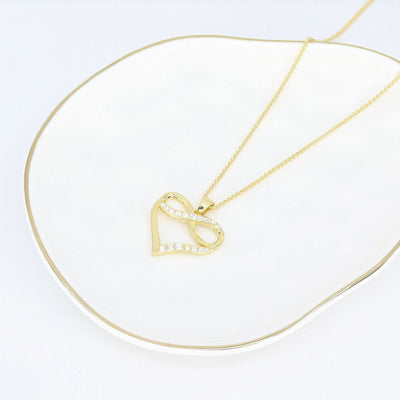 Crystal Collection Pendants Forever Love CZ Heart and Infinity Pendant (Gold)