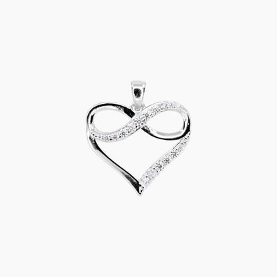 Crystal Collection Pendants Pendant Forever Love CZ Heart and Infinity Pendant (Silver)