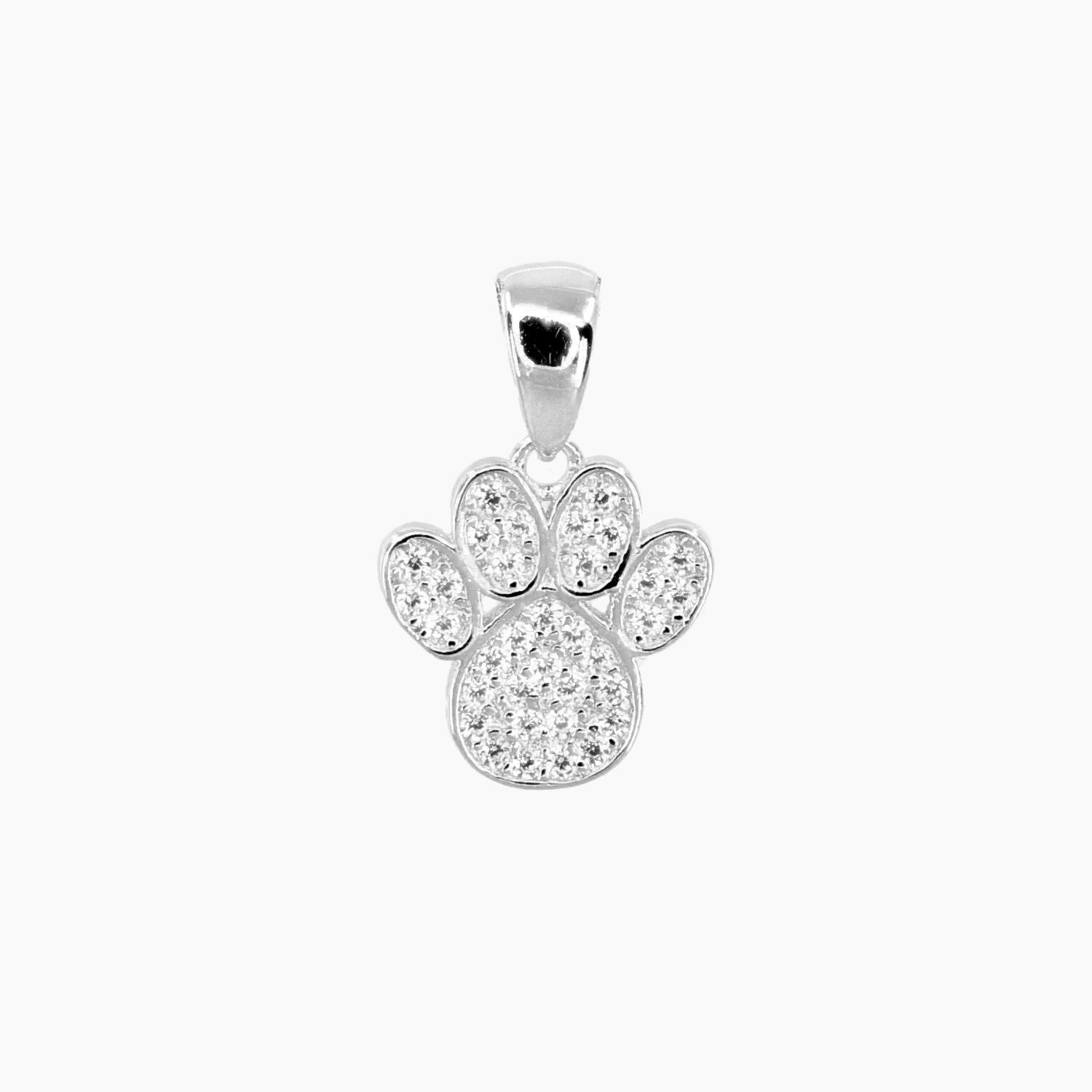 CZ Small Dog Paw Pendant Silver Roma Designer Jewelry