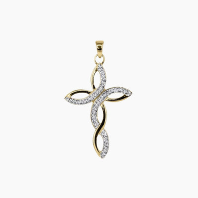 Crystal Collection Pendants Pendant Swarovski Crystal Braided Cross Pendant (Gold)