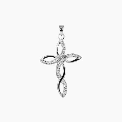 Crystal Collection Pendants Pendant Swarovski Crystal Braided Cross Pendant in Sterling Silver