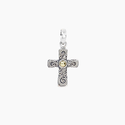 David Beck Bali Pendants Bali Cross Pendant with Reversible Silver/Gold Detail