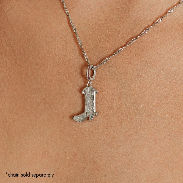 Grace Blooms Charm Cowboy Boot Charm (Silver)