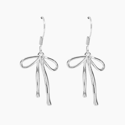 Grace Blooms Earrings Bow Dangle Earrings (Silver)