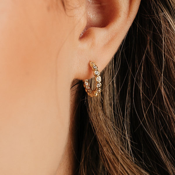 Grace Blooms Earrings Gold Charlotte CZ Hoops (Gold)