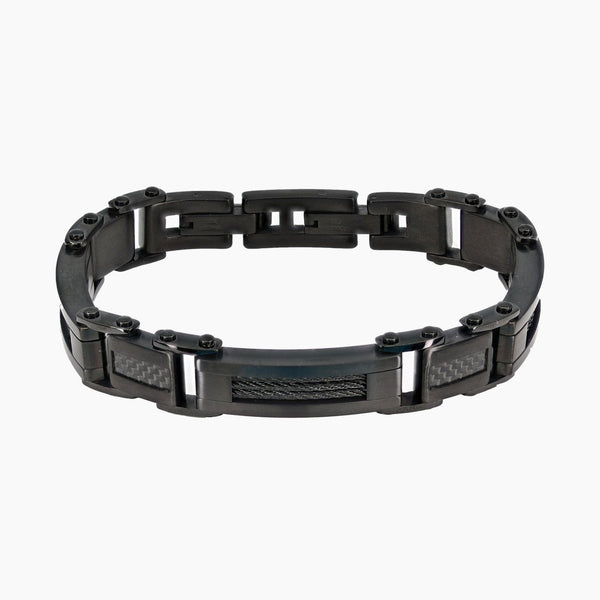 Italgem Steel Bracelets,Men's Italgem Black Stainless Steel Classico Cable Men's Bracelet