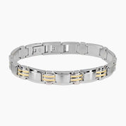 Italgem Steel Bracelets,Men's Italgem Stainless Steel and 14k Gold Link Bracelet