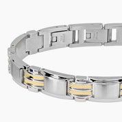 Italgem Steel Bracelets,Men's Italgem Stainless Steel and 14k Gold Link Bracelet