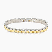 Italgem Steel Bracelets,Men's Italgem Stainless Steel and 14k Gold Stacked Link Bracelet