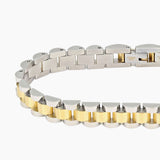 Italgem Steel Bracelets,Men's Italgem Stainless Steel and 14k Gold Stacked Link Bracelet