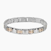 Italgem Steel Bracelets,Men's Italgem Stainless Steel and Rose Gold Link Bracelet