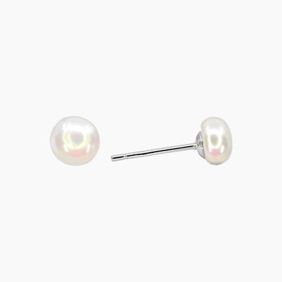 Masami Pearls Earrings Freshwater Pearl Stud Earrings in Silver