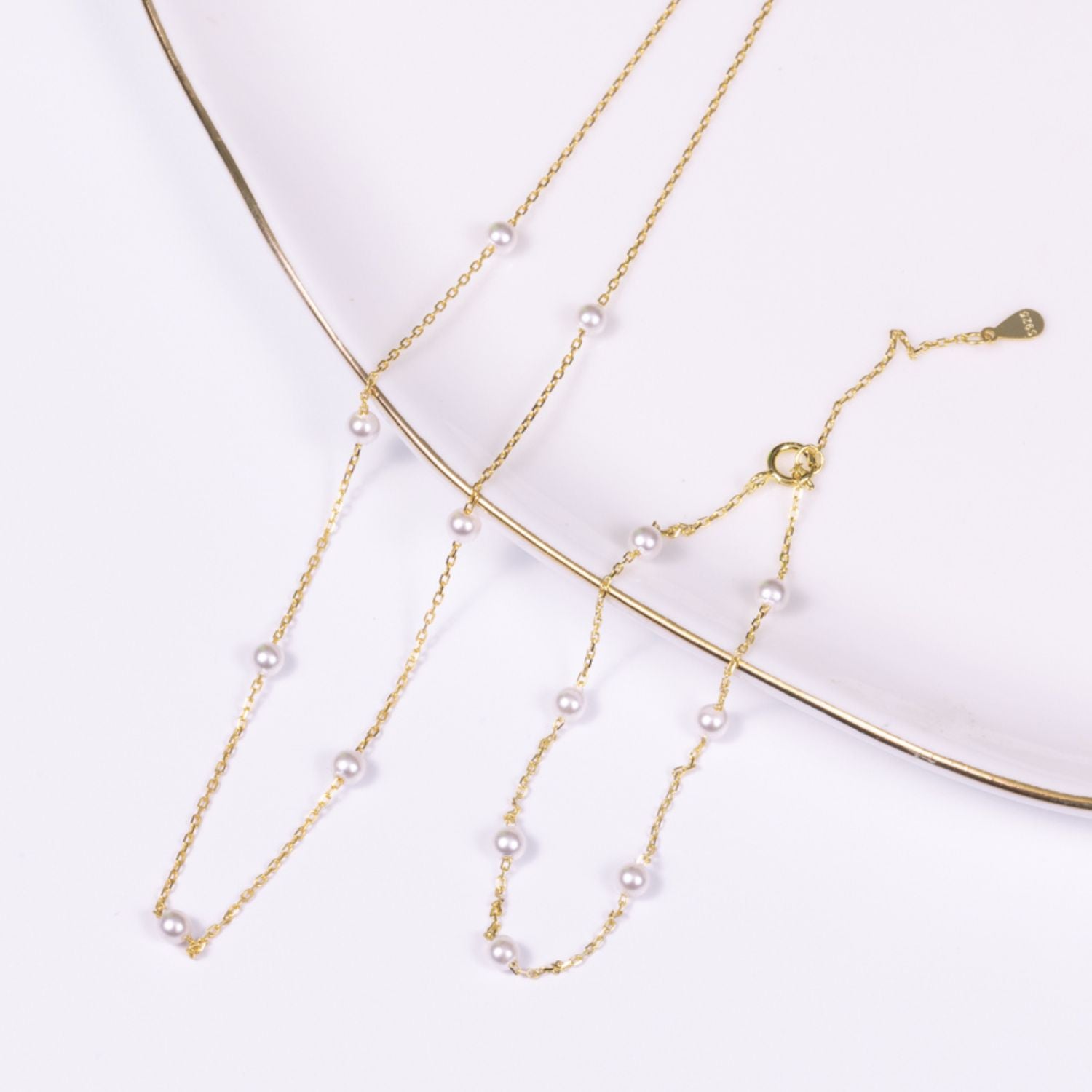 Edwaridian styled Pearl Maala Necklace Sets in 22k Gold GNS 008