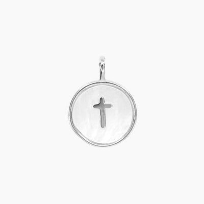 Masami Pearls Pendants Mother of Pearl Cross Pendant (Silver)