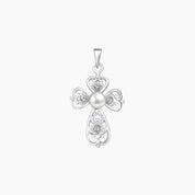 Masami Pearls Pendants Pendant Swirl Cross Pendant Decorated with Crystal &Freshwater Pearl