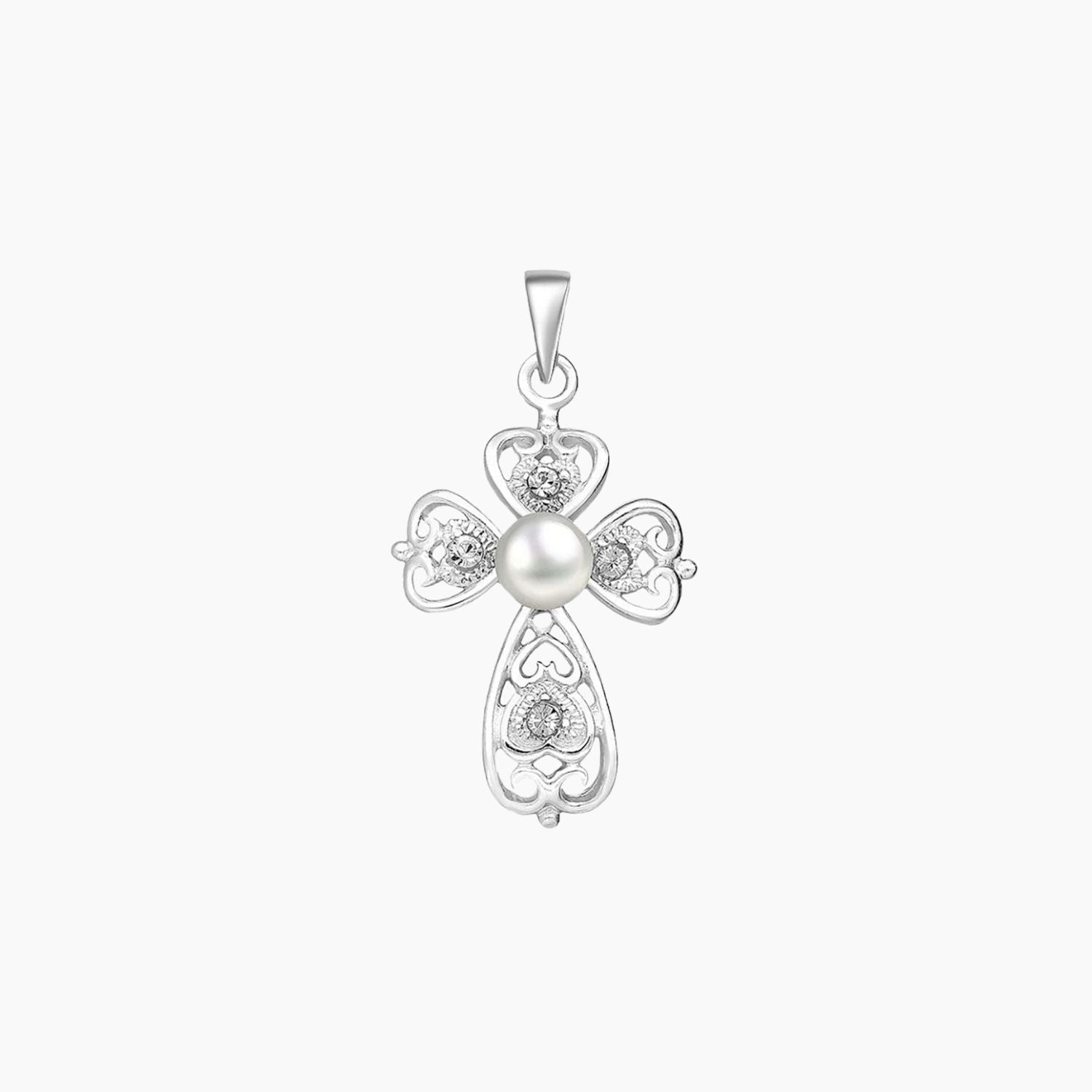 Rachel buying Koen Petite Freshwater Pearl Cross Pendant 14K White Gold 12mm