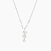 Ocean Collection Necklaces Freshwater Pearl &White Topaz Leaf Necklace