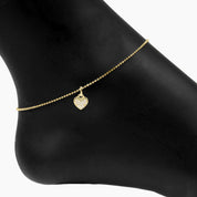 Roma Charm Collection Anklet Gold Roma Heart CZ Charm Adjustable Anklet