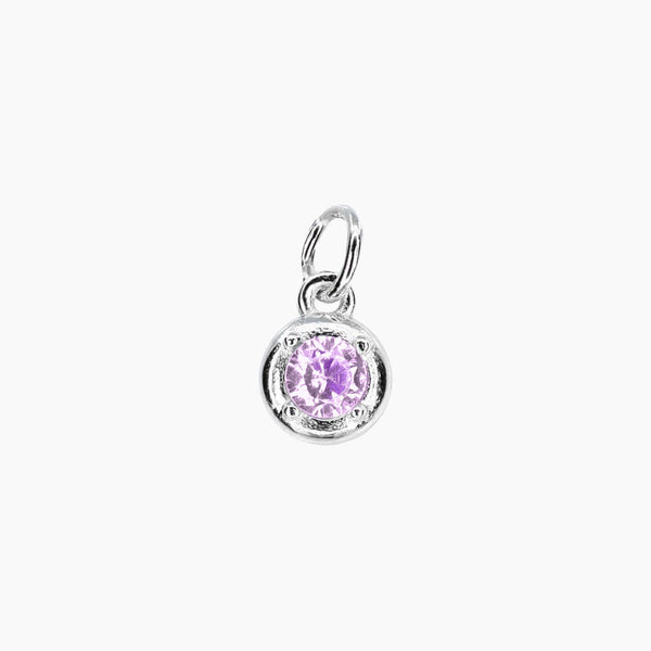 Roma Charm Collection Pendants Feb Add-On CZ Birthstone Charm (Silver)