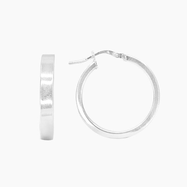 Roma Designer Jewelry Earrings Roma Medium Block Hoop Earrings (Silver)