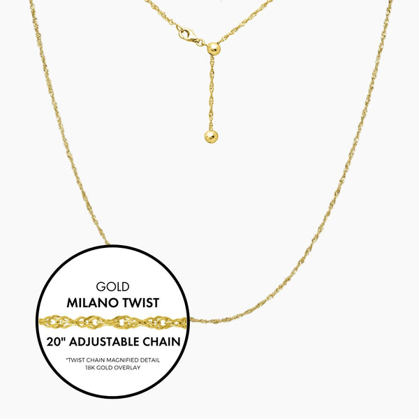 Roma Italian Adjustables Necklaces 20"24"Italian Milano Twist Adjustable Chain (Gold)