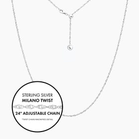 Roma Italian Adjustables Necklaces 24"(Ball End) Italian Sterling Silver Milano Twist Adjustable Chain