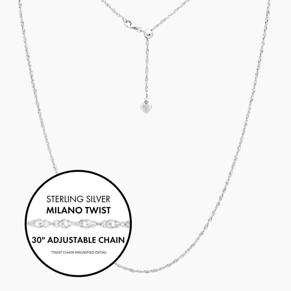 Roma Italian Adjustables Necklaces 30"Italian Sterling Silver Milano Twist Adjustable Chain