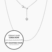 Roma Italian Adjustables Necklaces,Chains 20"Silver Italian Corda Rope Adjustable Chain