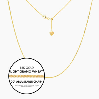 Roma Italian Adjustables Necklaces,Chains Gold 20"Italian Light Grano Wheat Adjustable Chain (Gold)