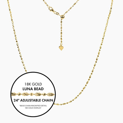 Roma Italian Adjustables Necklaces,Chains Gold 24"Italian Luna Bead Adjustable Chain (Gold)