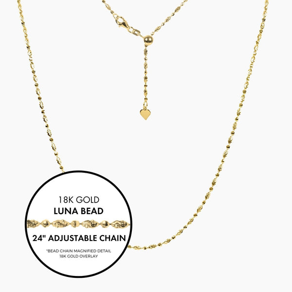 Roma Italian Adjustables Necklaces,Chains Gold 24"Italian Luna Bead Adjustable Chain (Gold)