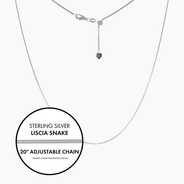 Roma Italian Adjustables Necklaces,Chains Silver 20"Italian Liscia Snake Adjustable Chain (Silver)