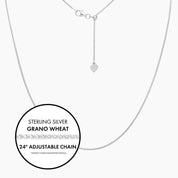 Roma Italian Adjustables Necklaces,Chains Silver 24"Italian Sterling Silver Adjustable Grano Wheat Chain