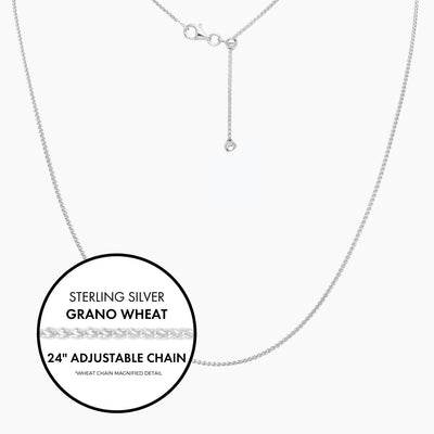 Roma Italian Adjustables Necklaces,Chains Silver 24"Italian Sterling Silver Adjustable Grano Wheat Chain