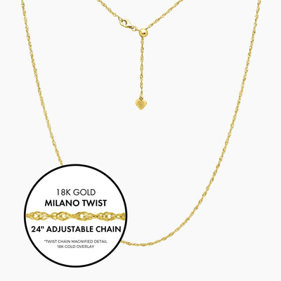 Roma Italian Adjustables Necklaces Gold / 1 (50% OFF) 24"Italian Milano Twist Adjustable Chain (Gold)