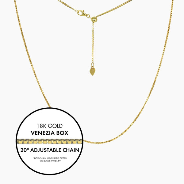 Roma Italian Adjustables Necklaces Gold 20"Italian Light Venezia Box Adjustable Chain (Gold)