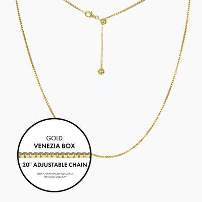 Roma Italian Adjustables Necklaces Gold 20"Italian Light Venezia Box Adjustable Chain (Gold)