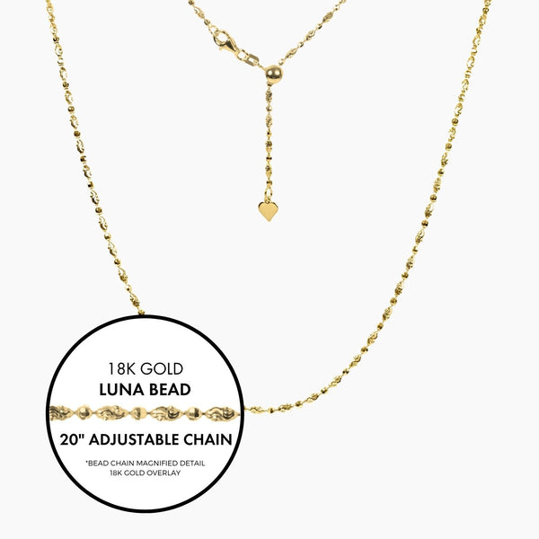 Roma Italian Adjustables Necklaces Gold 20"Italian Luna Bead Adjustable Chain (Gold)