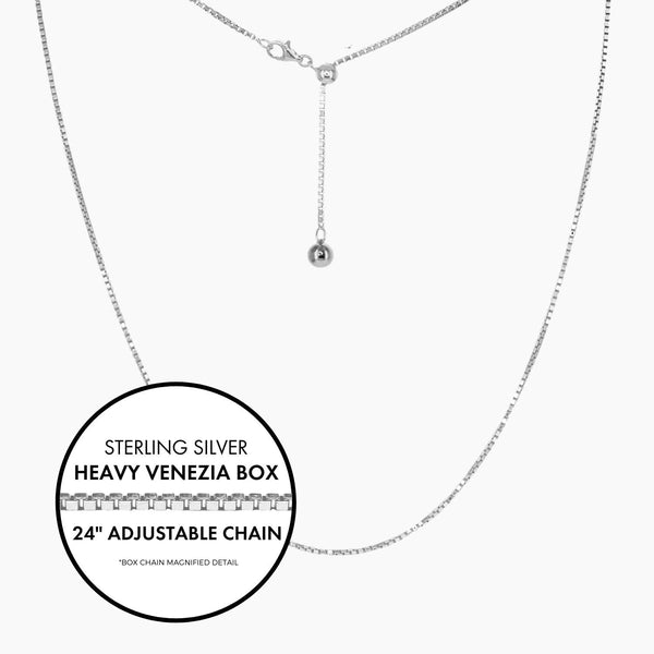 Roma Italian Adjustables Necklaces Heavy 24"Italian Venezia Heavy Box Adjustable Chain (Silver) 1150231