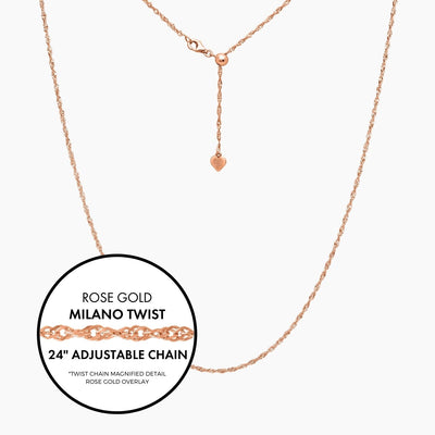 Roma Italian Adjustables Necklaces Rose / 1 (50% Off) 24"Italian Milano Twist Adjustable Chain (Rose)