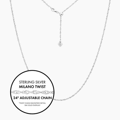 Roma Italian Adjustables Necklaces Silver / 1 (50% Off) 24"Italian Sterling Silver Milano Twist Adjustable Chain